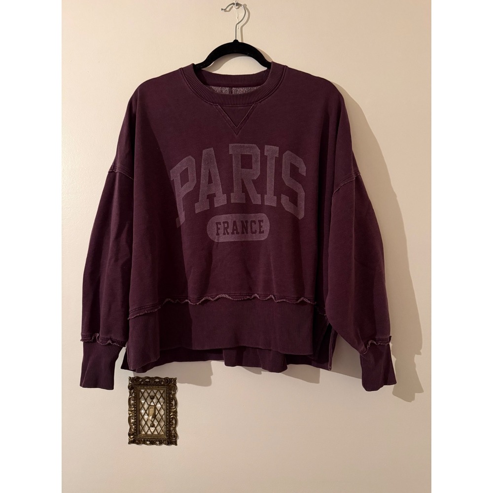 American Eagle Paris France Seriously Lived-In Sweatshirt Purple XS Oversized